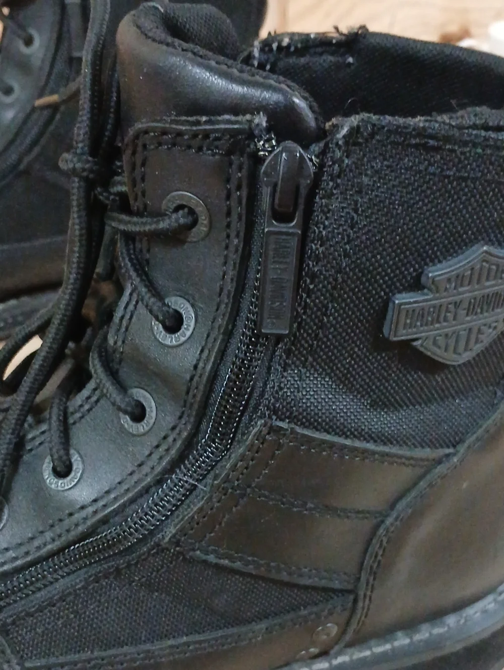 Harley-Davidson Black Lace-Up Side-Zip Work Boots Size 12